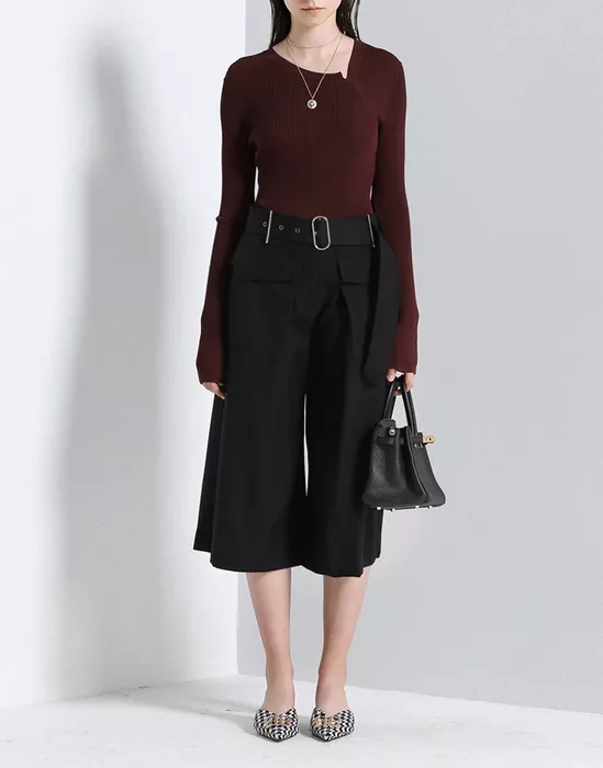 长袖修身针织衫